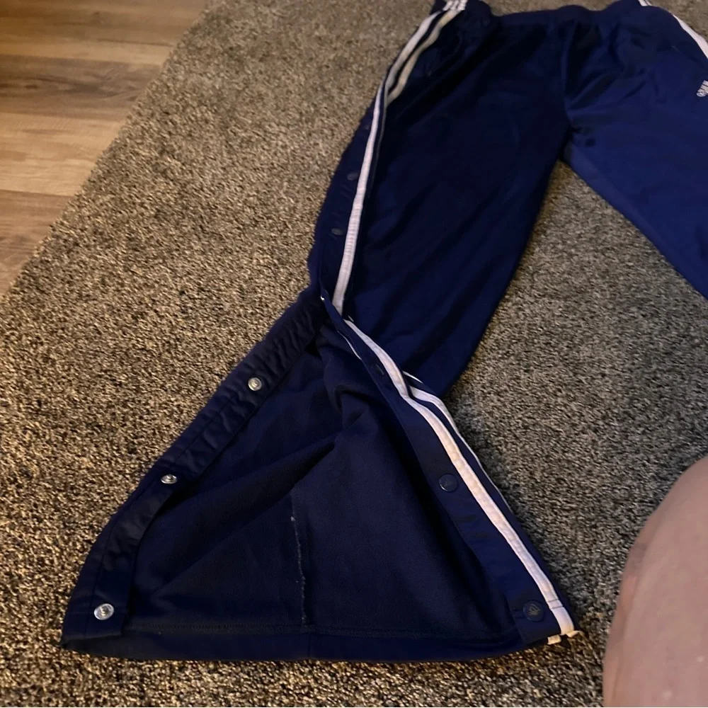 Vintage Adidas Mens Blue /White Stripe Basketball Joggers XXL Tear Away Warmups